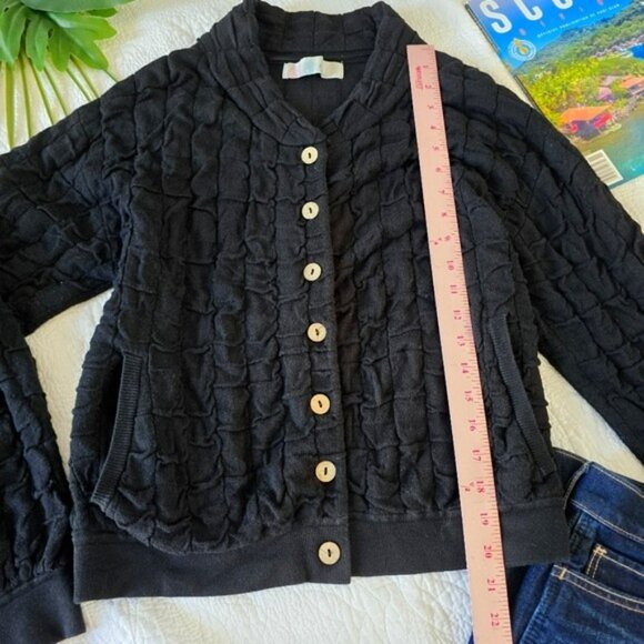 Free People Beach Women’s Cardigan Top Size Small Black Textured Cork Buttons - Picture 8 of 13